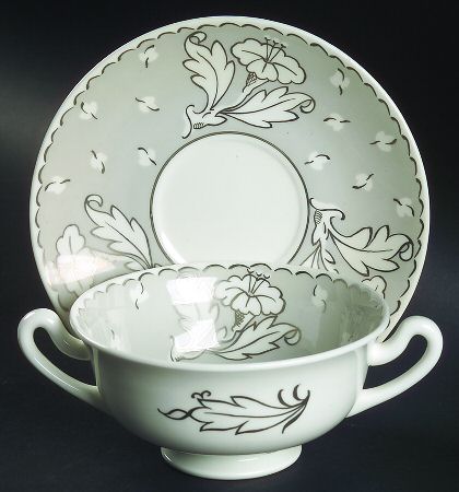 Lady Jane Grey Footed Cream Soup Bowl & Saucer Set