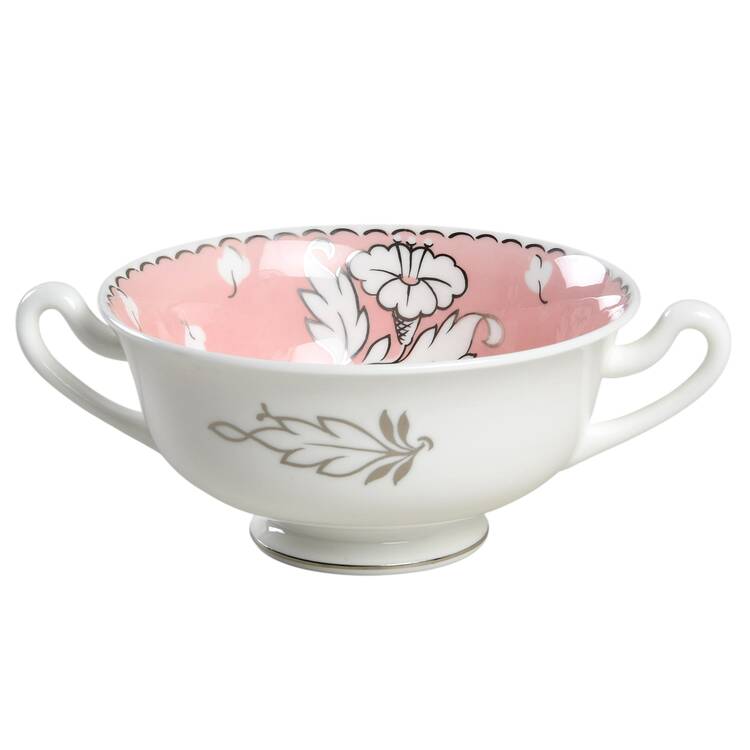 Lady Jane Pink Footed Cream Soup Bowl