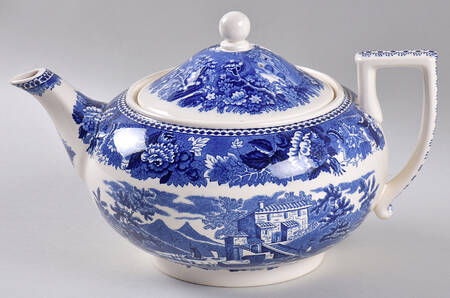 Landscape Dark Blue (No Trim) Teapot & Lid