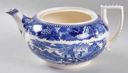 Landscape Dark Blue (No Trim) Teapot No Lid