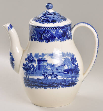 Landscape Dark Blue (No Trim) Coffee Pot & Lid