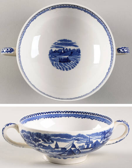 Landscape Dark Blue (No Trim) Footed Cream Soup Bowl