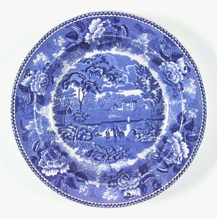 Landscape Dark Blue (No Trim) Large Rim Soup Bowl