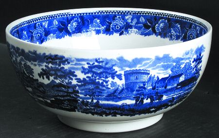 Landscape Dark Blue (No Trim) 9" Salad Serving Bowl