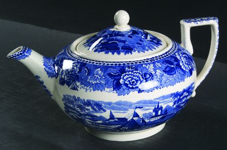 Landscape Dark Blue (No Trim) Teapot & Lid