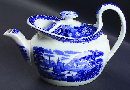 Landscape Dark Blue (No Trim) Mini Teapot & Lid