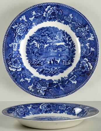 Landscape Dark Blue (No Trim) Large Rim Soup Bowl