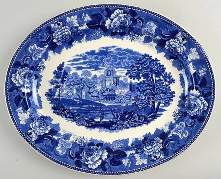 Landscape Dark Blue (No Trim) 14" Oval Serving Platter