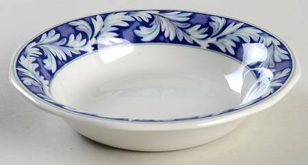 Laurel (White Leaves on Blue Band) Fruit/Dessert (Sauce) Bowl