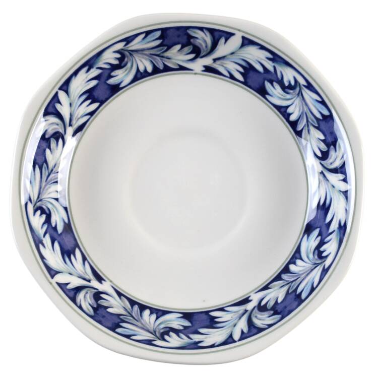 Laurel (White Leaves on Blue Band) Saucer by Wedgwood