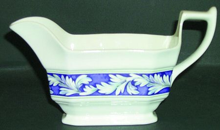 Laurel (White Leaves on Blue Band) Gravy Boat