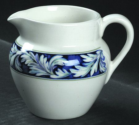 Laurel (White Leaves on Blue Band) Creamer