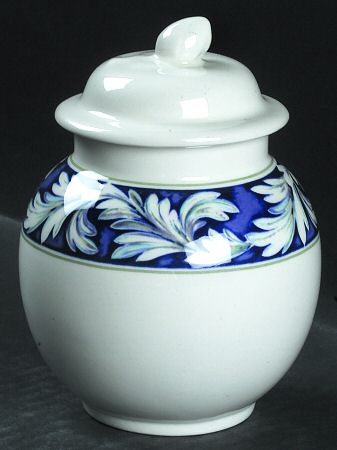 Laurel (White Leaves on Blue Band) Sugar Bowl & Lid