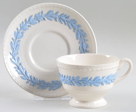 Laurel (Lavender on Cream Color) Footed Cup & Saucer Set