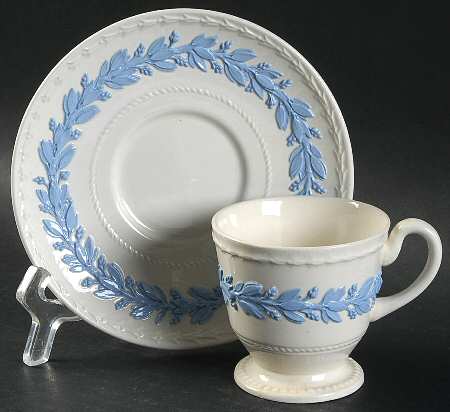 Laurel (Lavender on Cream Color) Footed Demitasse Cup & Saucer Set