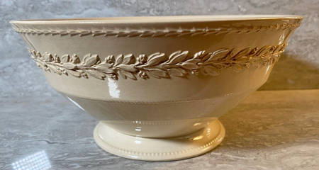 Laurel (Cream Color on Cream Color) Large Footed Salad Serving Bowl