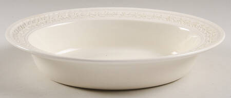 Laurel (Cream Color on Cream Color) 10" Oval Vegetable Bowl