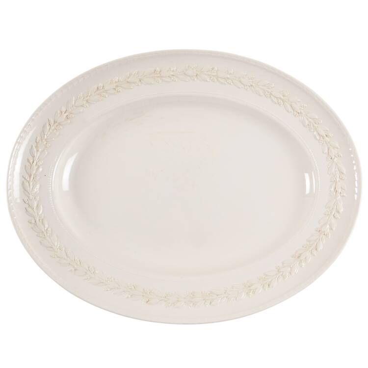 Laurel (Cream Color on Cream Color) 16" Oval Serving Platter