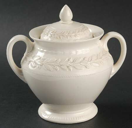 Laurel (Cream Color on Cream Color) Sugar Bowl & Lid