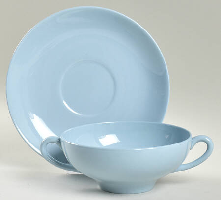 Lavender Footed Cream Soup Bowl & Saucer Set