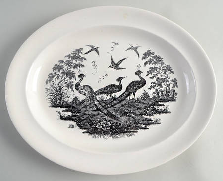 Liverpool Birds Black (No Trim) 14" Oval Serving Platter
