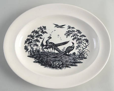 Liverpool Birds Black (No Trim) 13" Oval Serving Platter