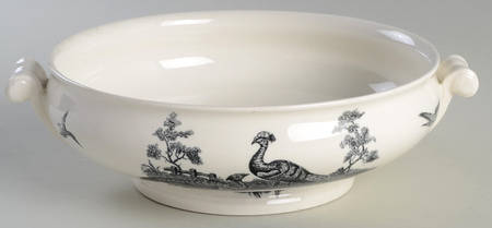 Liverpool Birds Black (No Trim) Round Vegetable No Lid