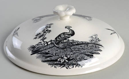Liverpool Birds Black (No Trim) Lid for Round Vegetable