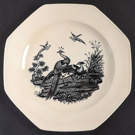 Liverpool Birds Black (No Trim) Octagonal Salad Plate