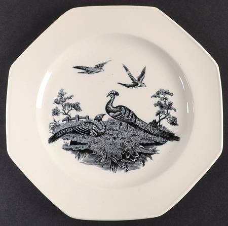 Liverpool Birds Black (No Trim) Octagonal Salad Plate