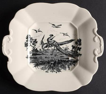 Liverpool Birds Black (No Trim) Square Handled Cake Plate