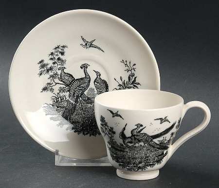 Liverpool Birds Black (No Trim) Footed Demitasse Cup & Saucer Set
