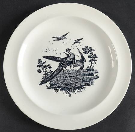 Liverpool Birds Black (No Trim) Luncheon Plate