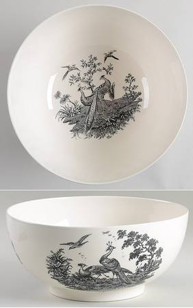 Liverpool Birds Black (No Trim) 9" Salad Serving Bowl