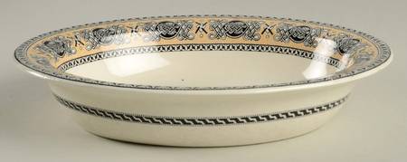 Lindisfarne Black Tan 8" Oval Vegetable Bowl