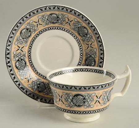 Lindisfarne Black Tan Footed Cup & Saucer Set