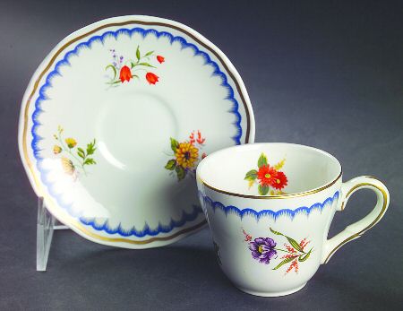 Lowestoft Flat Demitasse Cup & Saucer Set