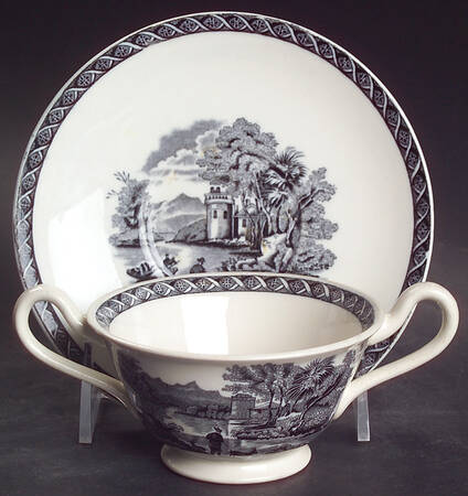 Lugano Black Footed Bouillon Cup & Saucer