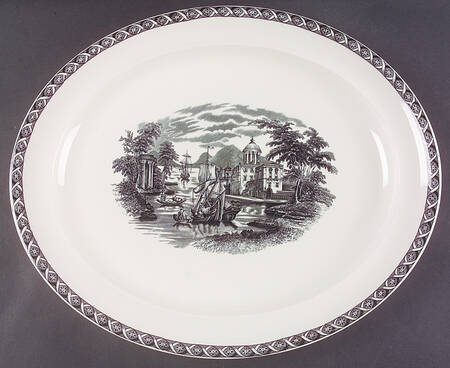Lugano Black 16" Oval Serving Platter