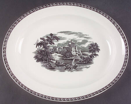 Lugano Black 14" Oval Serving Platter
