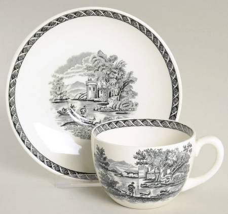 Lugano Black Flat Cup & Saucer Set