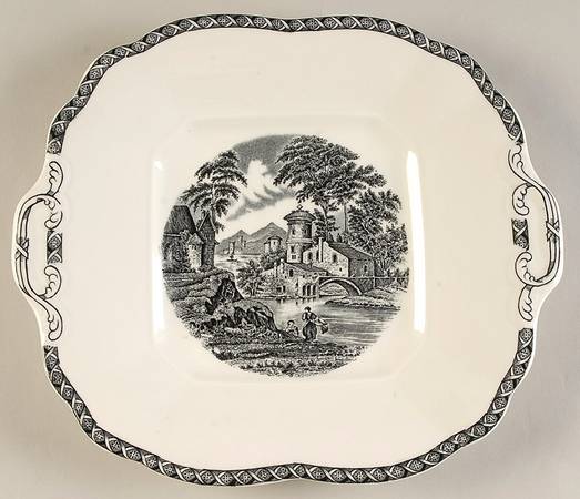 Lugano Black Square Handled Cake Plate