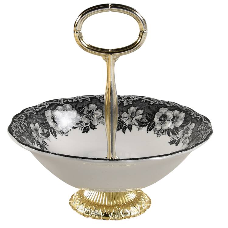 Malverne 6"-7" Handled Footed Nut Dish HC