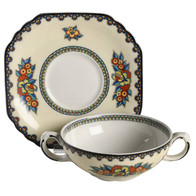 Manchu Flat Cream Soup Bowl & Saucer Set