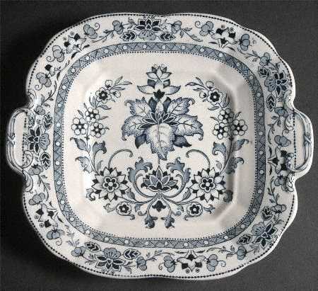 Mandarin Blue Square Handled Cake Plate