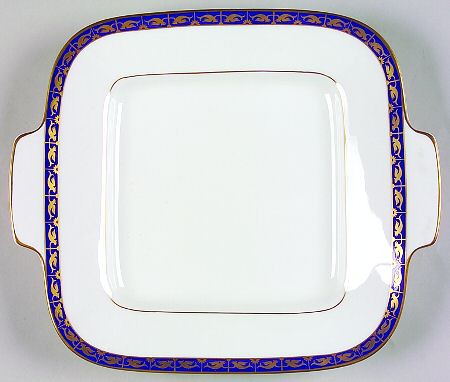 Marina Blue Square Handled Cake Plate
