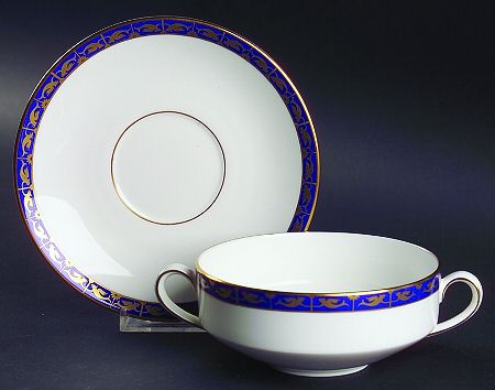 Marina Blue Flat Cream Soup Bowl & Saucer Set