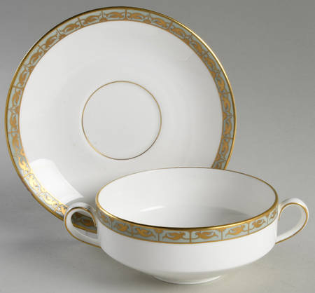 Marina Green Flat Cream Soup Bowl & Saucer Set