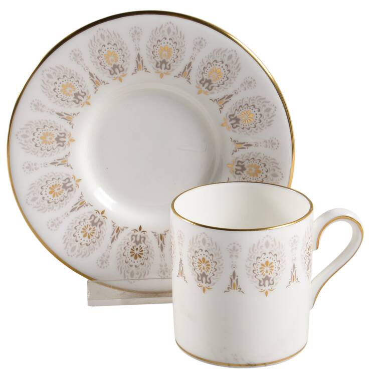 Medina Beige Bond Shape Demitasse Cup and Saucer Set