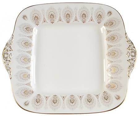 Medina Beige Square Handled Cake Plate